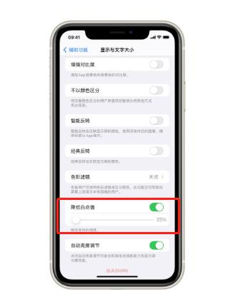 iOS15深色模式怎样调整亮度？iOS15降低白点值方法介绍截图